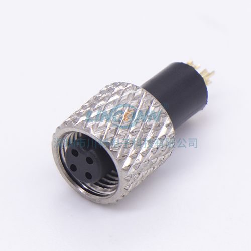工业连接器插头M5A1 3/4芯焊接包胶款母头