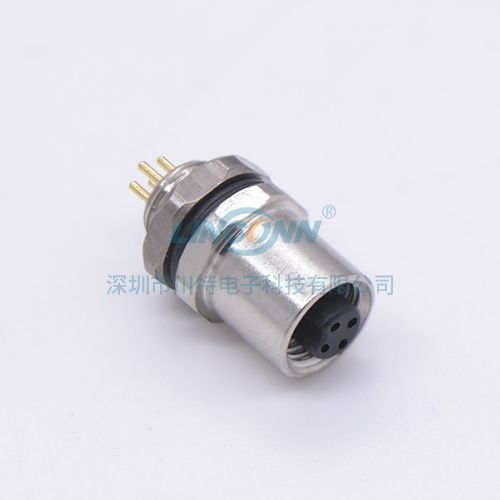 M5防水连接器M5E0内(后)锁3/4芯母座,PCB针