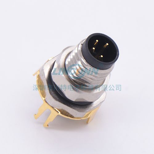 M8连接器端子M8H4外(前)锁3-8芯公座180度SMT