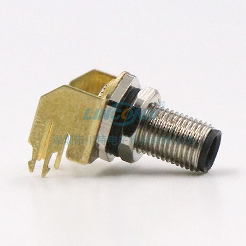 圆形连接器M5H4 3/4芯公座90度,外(前)锁PCB