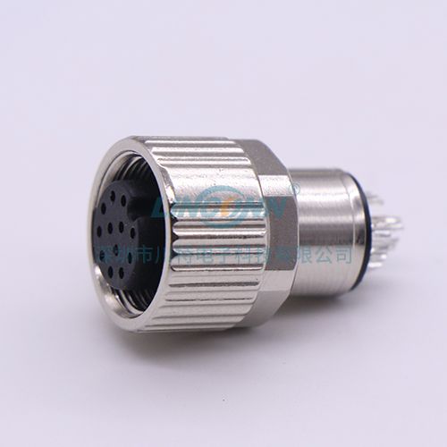 音频连接器M12C5焊接包胶母头防松 短屏蔽壳 3-17芯