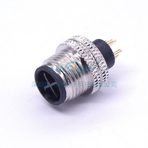 m12连接器M12A1焊接包胶公头 3/4/5芯
