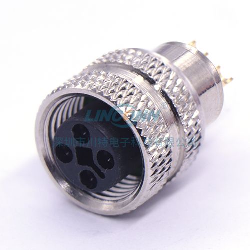m12接头M12I1焊接包胶母头短屏蔽壳 3/4/5芯