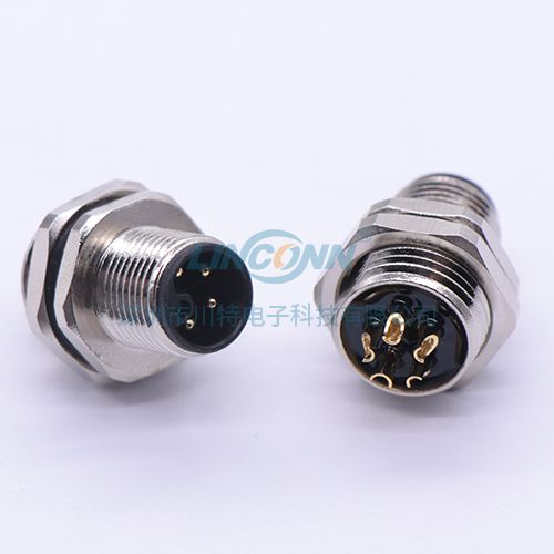 工业插头插座连接器M12E7内（后）锁3/4/5芯公座，焊线式