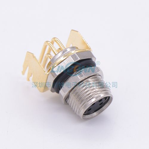 M8插头式连接器M8H4外(前)锁3-8芯母座,弯针,PCB