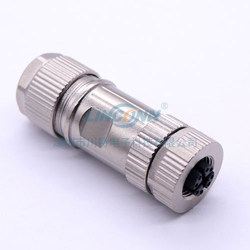 光纤连接器M12K5 x-code锌合金装配式母头