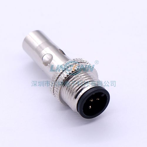 光电连接器M12B1焊接包胶公头长屏蔽壳 3-17芯