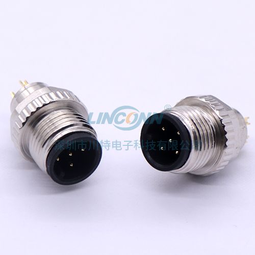 工业相机连接器M12C5焊接包胶公头防松 短屏蔽壳 3-17芯 1