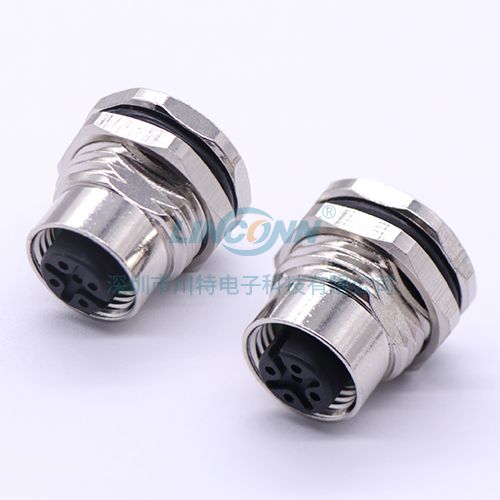 连接器生产厂商M12F8外(前)锁3-17芯母座,焊线式 2